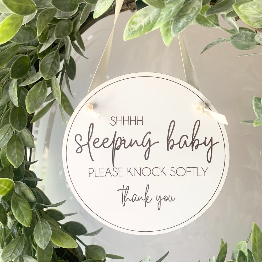 Please Knock Softly, Baby Sleeping Sign, Front Door Sign, Do Not Disturb Sign